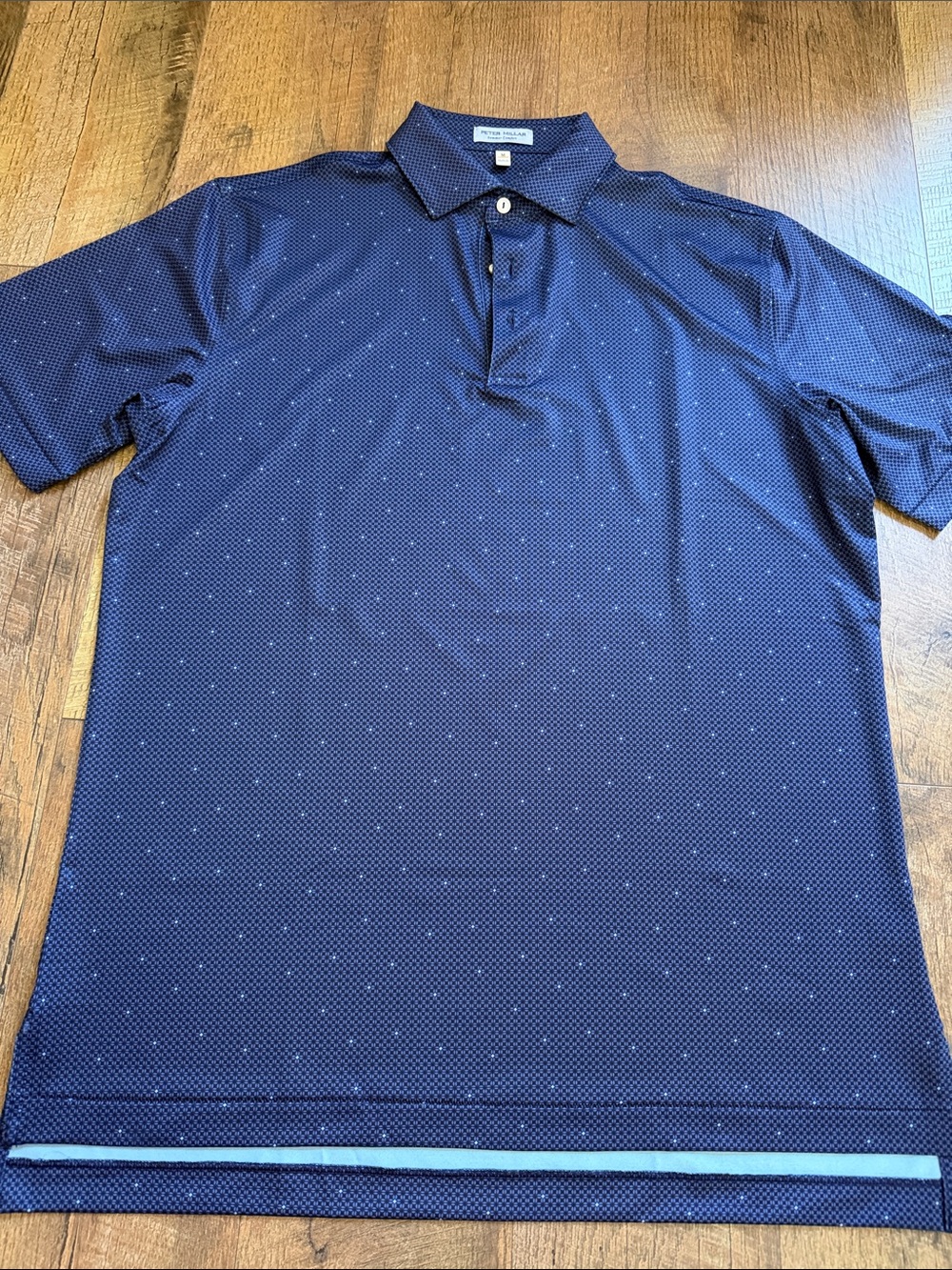 Peter Millar Navy Polo with Tiny White Dot Pattern